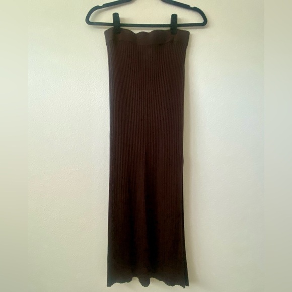 Ninety Percent Rib Split Front Midi Skirt Truffle - Picture 5 of 16